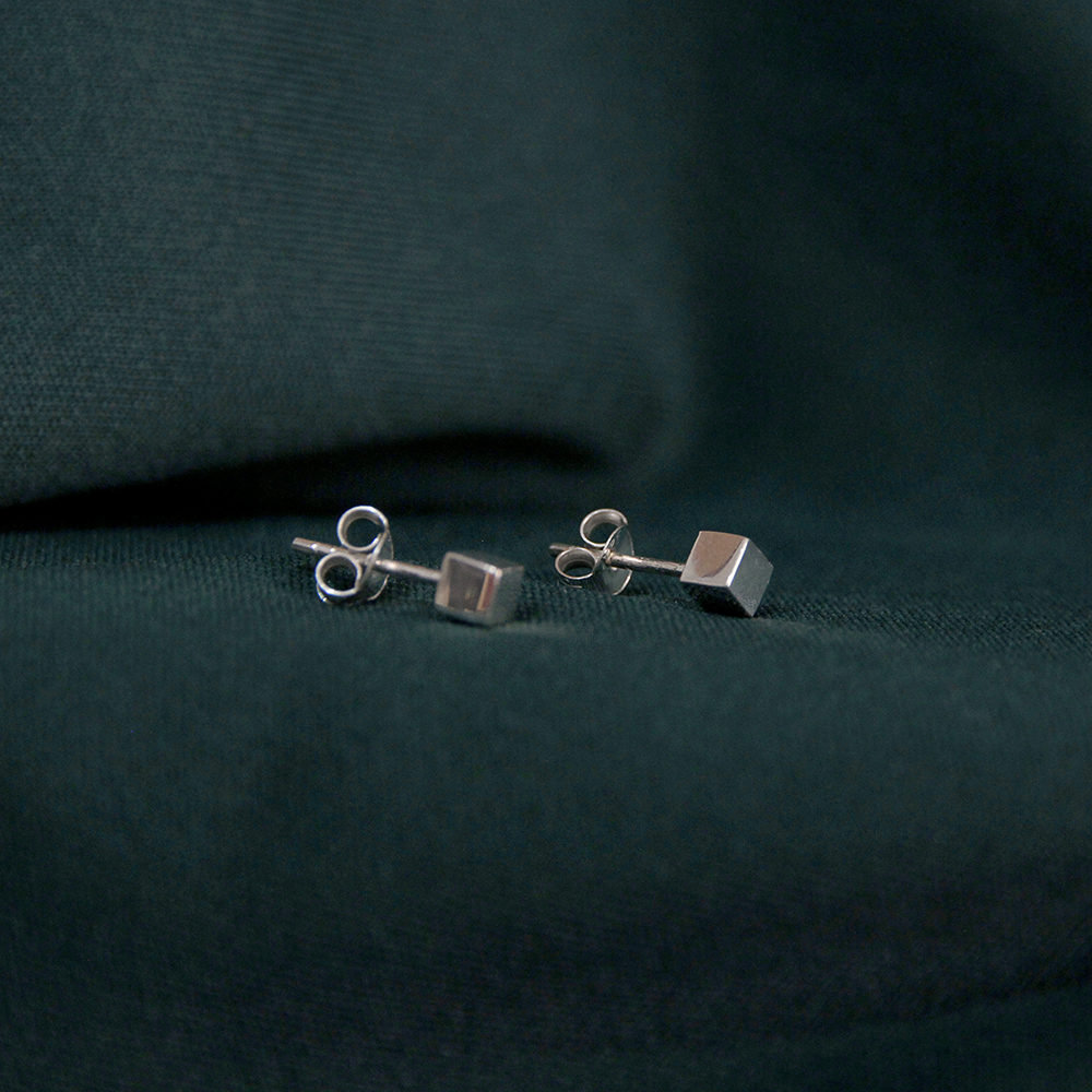 Pendientes Cubo en plata de ley